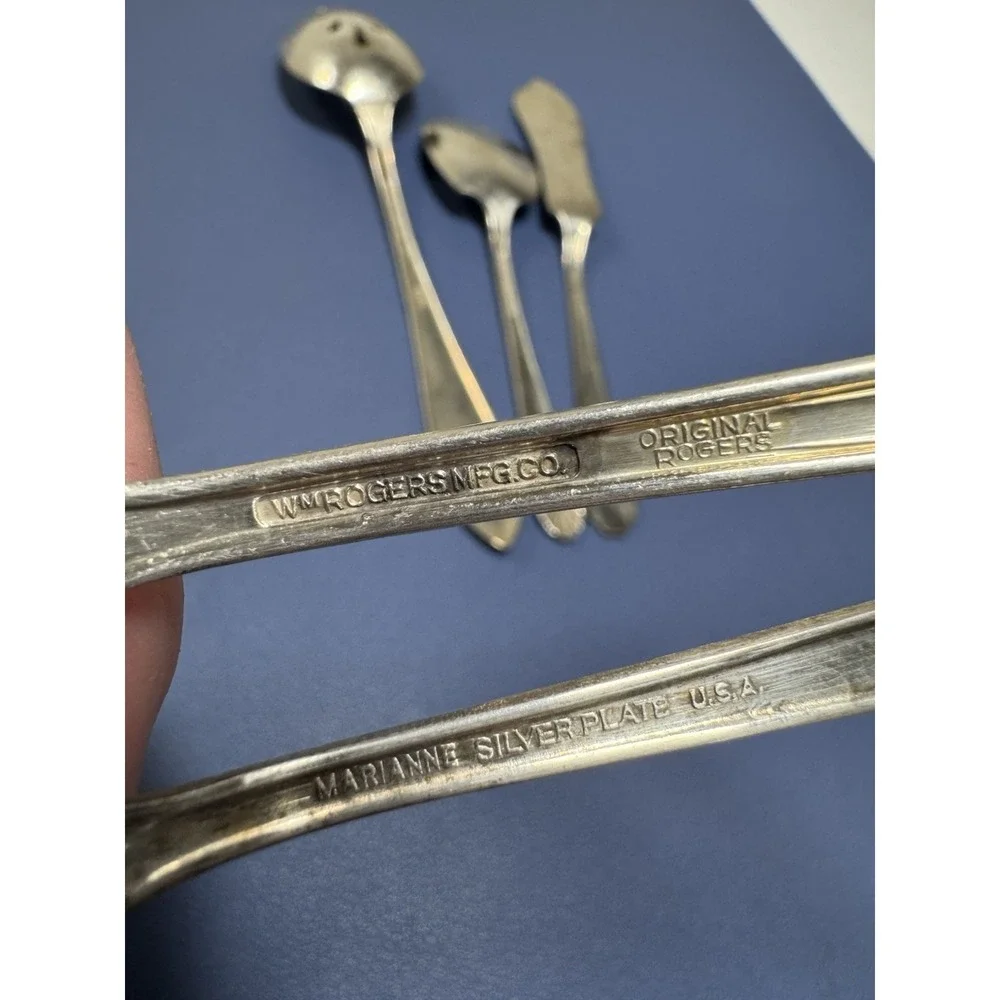 VTG Lot 5 Mixed Silverplate Spoons Forks Flatware Silver Plate CRAFT Jewelry MKR